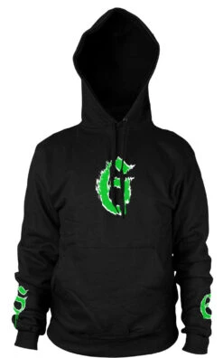 Green Six - Heavyweight Hooded Pullover Sweater -Layered Shop 666 hoodie mock green