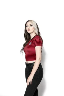 Believe In Yourself - Red Striped Women's Crop Tee -Layered Shop BCC June2020 64