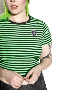 Believe In Yourself - Green Striped Women's Crop Tee -Layered Shop BCC Mar2021 Dre 102