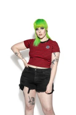 Believe In Yourself - Red Striped Women's Crop Tee