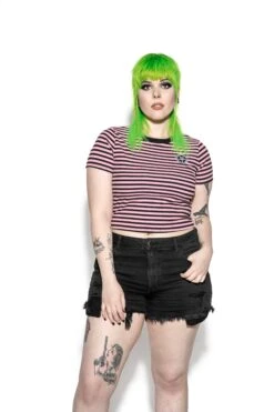 Believe In Yourself - Pink Striped Women's Crop Tee -Layered Shop BCC Mar2021 Dre 96