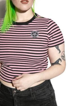 Believe In Yourself - Pink Striped Women's Crop Tee -Layered Shop BCC Mar2021 Dre 98