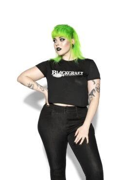 Blackcraft Broom Logo - Flowy Crop Tee -Layered Shop Broomstick logo flowy crop mock4