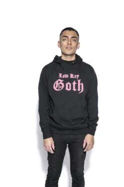 Low Key Goth - Hooded Pullover Sweater -Layered Shop Lowkeygoth mock pinkfix 2