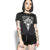 Six Eyed Baphomet - Tie Front Crop Tee -Layered Shop SixEyedBaphometTieFrontCrop