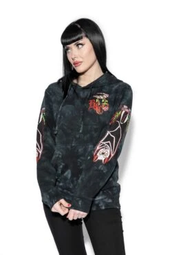 Bats Roost - Black Tie Dye Hooded Pullover -Layered Shop batsroostpullover2