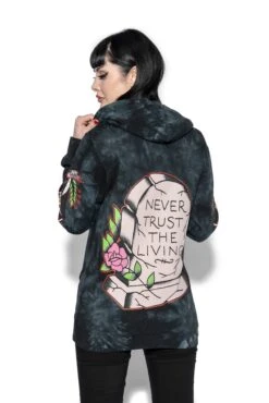 Bats Roost - Black Tie Dye Hooded Pullover -Layered Shop batsroostpullover4