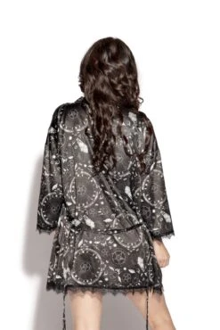 Dream State - Satin Robe -Layered Shop blackrobebackclose1