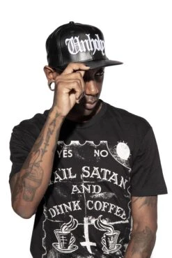 Unholy - Faux Leather Snapback Hat -Layered Shop fauxleathersnap front1