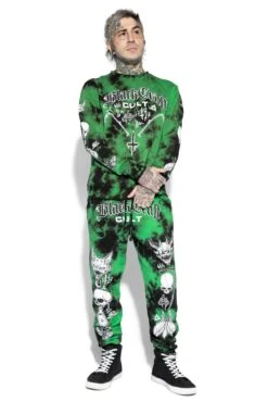 Aftermath - Green Lightning Dye Joggers -Layered Shop greendyefront1 7087cbdf 9c32 4117 ad9f a5f38c31f679