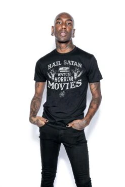 Hail Satan And Watch Horror Movies -Layered Shop hailsatanwatchhorrirmovies modelmock