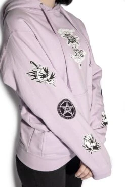 Blasphemy Is Beautiful - Pastel Hooded Pullover Sweater -Layered Shop lavender flash mockfix2