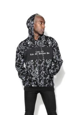Demons Print - Color Block Hooded Pullover
