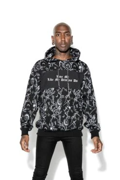 Demons Print - Color Block Hooded Pullover -Layered Shop mock fix 3