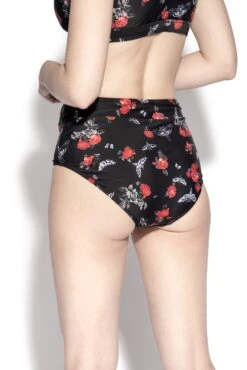 BC Dark Floral High Waisted Bikini Bottom -Layered Shop rosebikini bottom back1