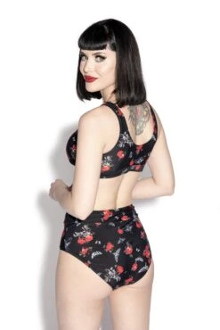 BC Dark Floral Tie Front Bikini Top -Layered Shop rosebikini top back1