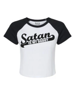 Satan Is My Daddy - Women's Micro Rib Raglan Baby Tee -Layered Shop satanismydaddy CropBaseball
