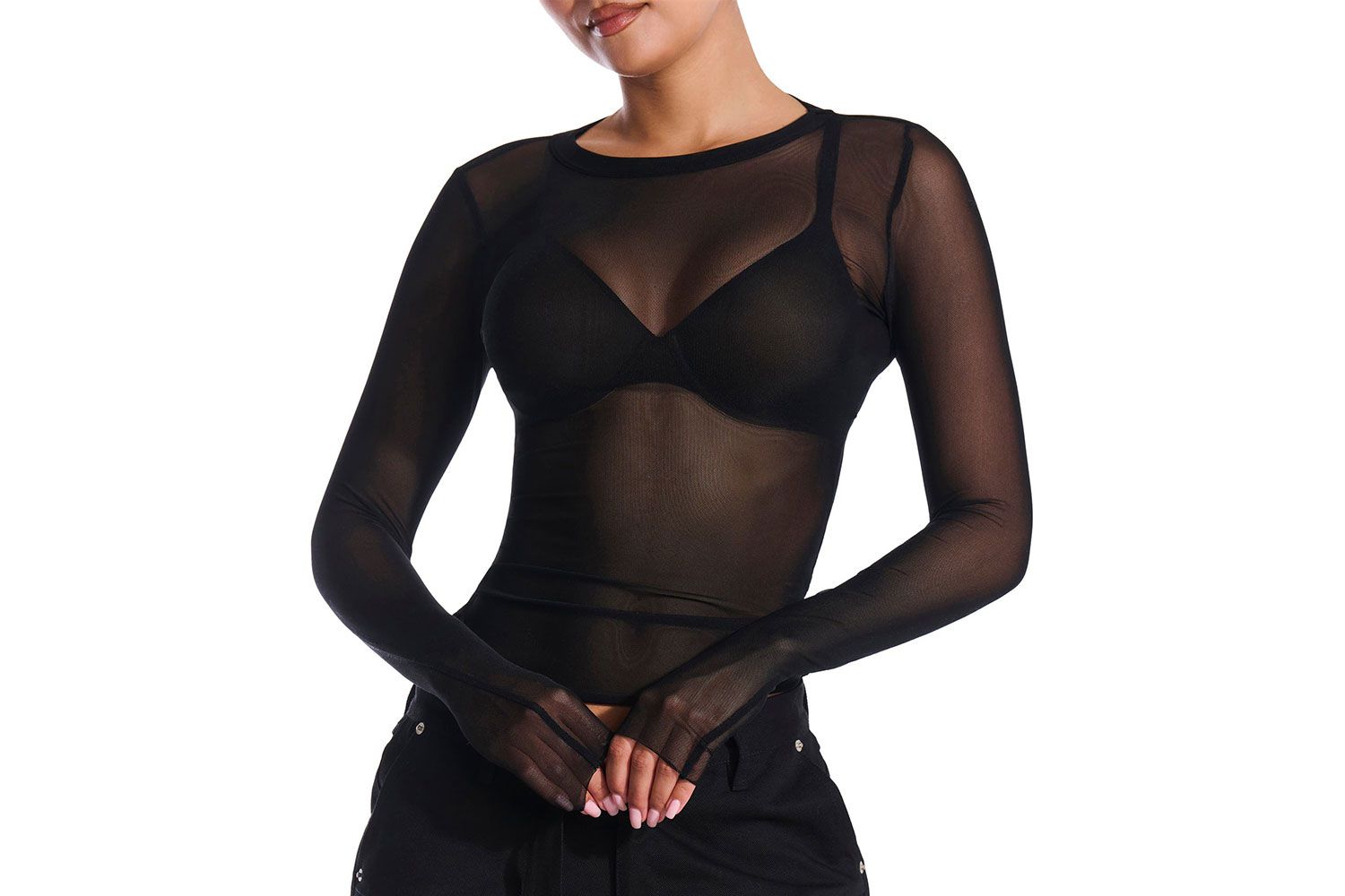 Layered Shop -Layered Shop naked wardrobe sheer mesh long sleeve top 9d2309a332ca4f22b9c47a7c715f67cd
